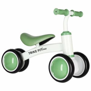 Bicicleta fara pedale pentru copii 4 roti, otel carbon, roti EVA, maxim 30 kg, 54x24x39 cm, verde si alb