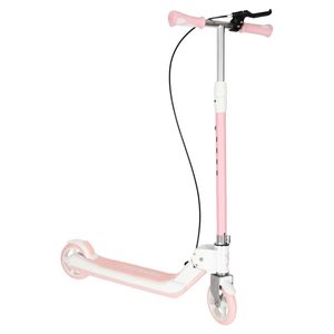 Trotineta pliabila pentru copii, 2 roti cu iluminare LED, frana de mana si picior, reglabila pe inaltime, maxim 100 kg, 73x36x94 cm, roz si alb