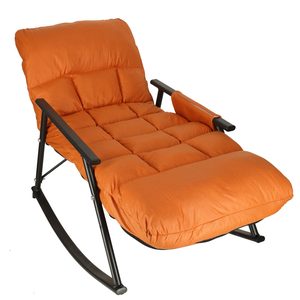 Fotoliu balansoar tip sezlong, pliabil pentru gradina, cu buzunar lateral, 137x49x74 cm, maxim 100 kg, portocaliu