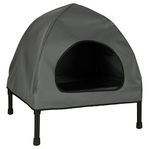Casuta cu pat pentru caini si pisici, cu acoperis detasabil si baza ventilata, 54x44x60 cm, negru