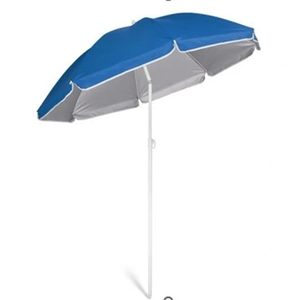 Umbrela de plaja pliabila cu protectie UV si inaltime reglabila, diametru 150 cm, albastru
