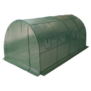 Sera gradina 400x300x200 cm, 8 ferestre cu plasa, usa cu fermoar, folie armata PE 130g/m², verde