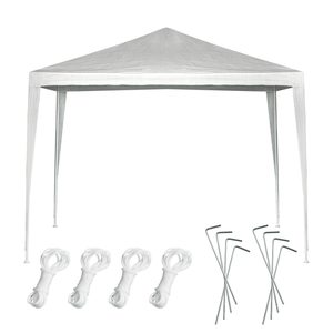 Pavilion gradina 300x300x255 cm, structura metalica cu 4 picioare, acoperis PE 90g/mp, alb