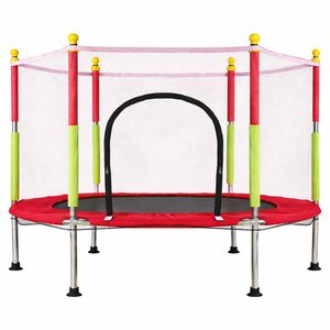 Trambulina pentru copii cu plasa de protectie, diametru 140 cm, 150 kg, rosu