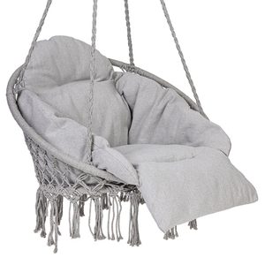 Scaun rotund tip leagan suspendat cu perna Confort Plus, casa sau gradina, gri