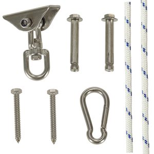 Set de montaj pentru hamac sau leagan – suport tavan, sfoara 196 cm, rotire 360°, 300 kg