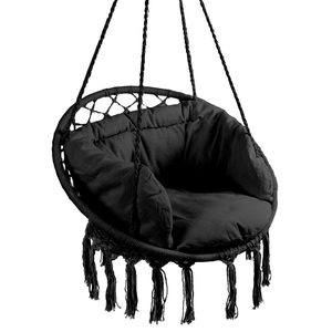 Scaun rotund tip leagan suspendat cu perna Confort Plus, casa sau gradina, negru