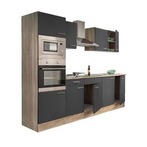 Mobilă de bucătărie Yorki 270 cu corp din stejar sonoma și față antracit satinat