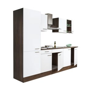Mobilier de bucătărie Yorki 270, corp din stejar Yorki, față alb satinat, dulap cu raft