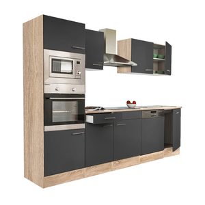 Mobilă de bucătărie Yorki 280 cu corp din stejar sonoma și față antracit satinat