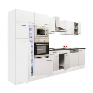 Mobilă de bucătărie Yorki 340, corp alb, cu față alb satinat