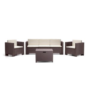 Set mobilier de grădină City cu 5 locuri, maro