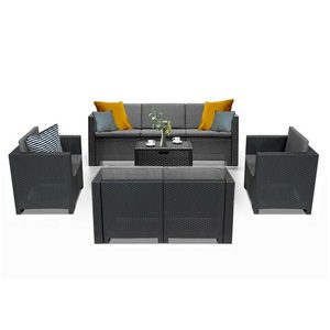 Set de mobilier de grădină City Large cu 7 locuri, grafit