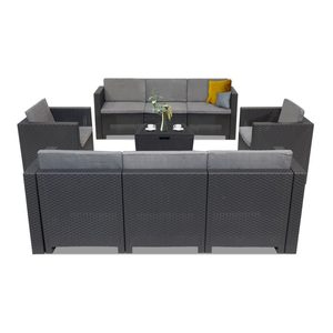 Set de mobilier de grădină City Large cu 8 locuri, grafit