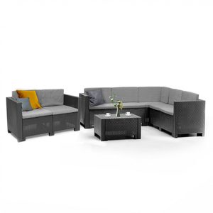 Set de mobilier de grădină de colț City Big cu 7 locuri, grafit