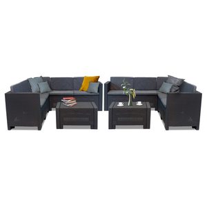 Set de mobilier de grădină de colț City Large cu 10 locuri, grafit