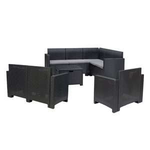 Set de mobilier de grădină de colț Nero V cu 8 locuri, grafit
