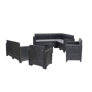 Set de mobilier de grădină de colț Nero V cu 9 locuri, grafit