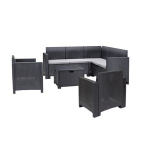 Set de mobilier de grădină de colț Nero V cu 7 locuri, grafit