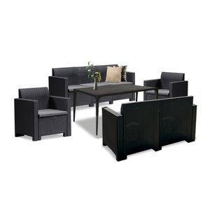 Set de mobilier de grădină Nero III Large cu 7 locuri, grafit
