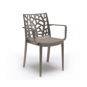 Scaun de grădină Trinity din plastic cu cotiere cappuccino