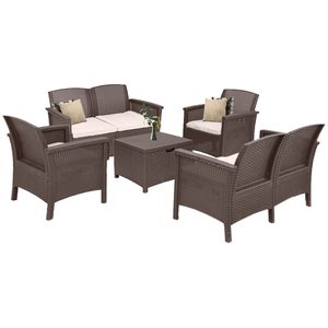 Set de mobilier de grădină Venus II cu 6 locuri, maro grafit