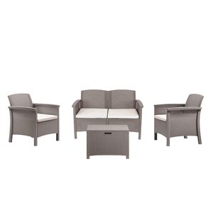 Set de mobilier de grădină Venus II cu 4 locuri, culoare grafit și cappuccino