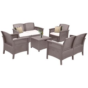Set de mobilier de grădină Venus II cu 6 locuri, grafit cappuccino