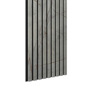 Riflaj MDF decorativ LDA PREMIUM de tip Panou Acustic, Marmura cu insertii aurii, 260x40 cm