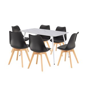 Ravena 6+1 set de sufragerie alb-negru