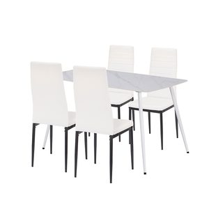 Renton 4+1 dining set alb-negru