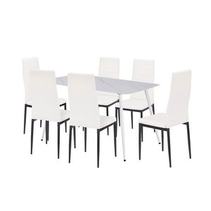 Renton 6+1 dining set alb-negru