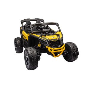 Buggy electric pentru copii Can-Am Maverick 4x4, galben, pentru 2 persoane