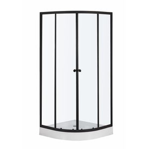 Kerra Cabină de duș curbată Leo 80 neagră cu cădiță de duș