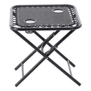 Masa turistica pliabila pentru camping, cu suport pahare, 50x50x50 cm, negru