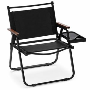 Scaun camping sau pescuit, pliabil cu suport pahar, cadru otel, maxim 120 kg, 52x43x67 cm, negru