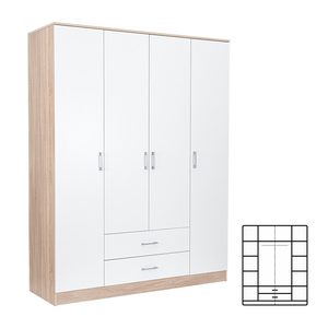 Dulap Miami 160x205 cm alb-stejar sonoma