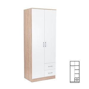 Dulap Miami 80x205 cm alb-stejar sonoma