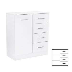 Comodă Miami cu 1 ușă și 4 sertare 80x92 cm alb-alb