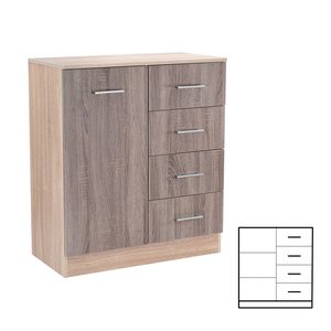 Comodă Miami cu 1 ușă și 4 sertare 80x92 cm stejar York-stejar Sonoma