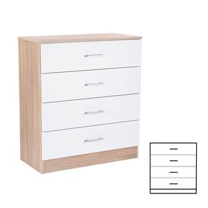 Comodă Miami cu 4 sertare 80x92 cm alb-stejar sonoma
