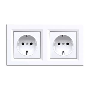 Nova priză împământată priză dublă 16A 250V cu cadru alb