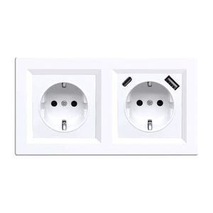 Nova priză cu împământare 16A 250V USB cu cadru alb