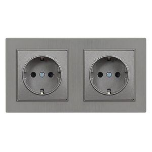 Nova priză cu împământare priză dublă 16A 250V cu cadru gri