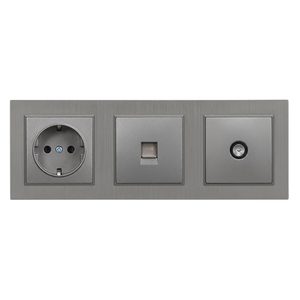 Priză cu împământare Nova cu conector UTP TV cu cadru gri