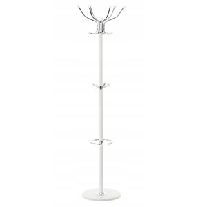 Cuier hol metalic 178 cm, 16 carlige, design minimalist, alb