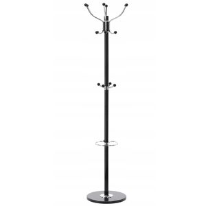 Cuier hol metalic 178 cm, 16 carlige, design minimalist, negru