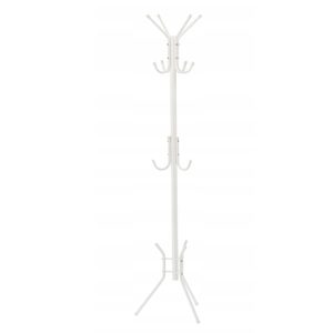 Cuier hol metalic 178 cm, 12 carlige, design minimalist, alb