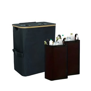 Colector selectiv de sticle cu două compartimente 140l negru