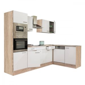Mobilă de bucătărie Yorki 280 cu corp din stejar Sonoma și față alb satinat